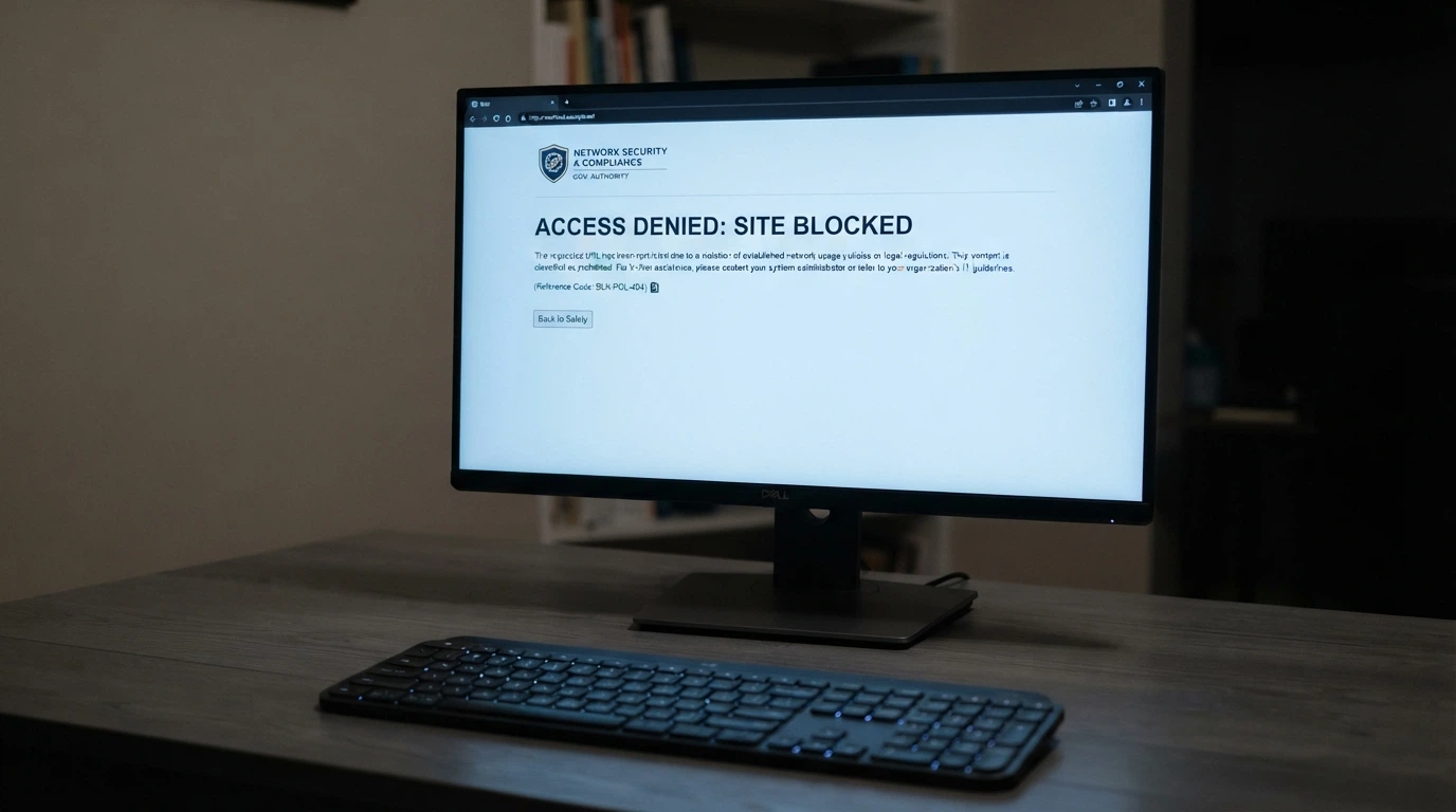 A browser showing the ACMA blocking notice that an Australian ISP displays when a blocked gambling site is accessed, with the ACMA logo visible