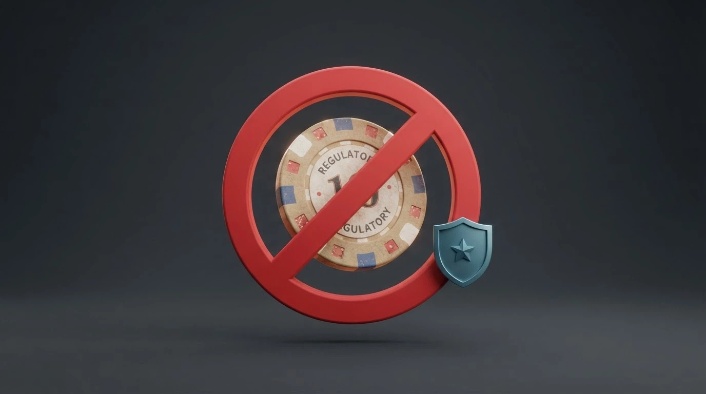 The ACMA logo beside a red prohibition symbol overlaid on a casino chip with the IGA statute reference visible