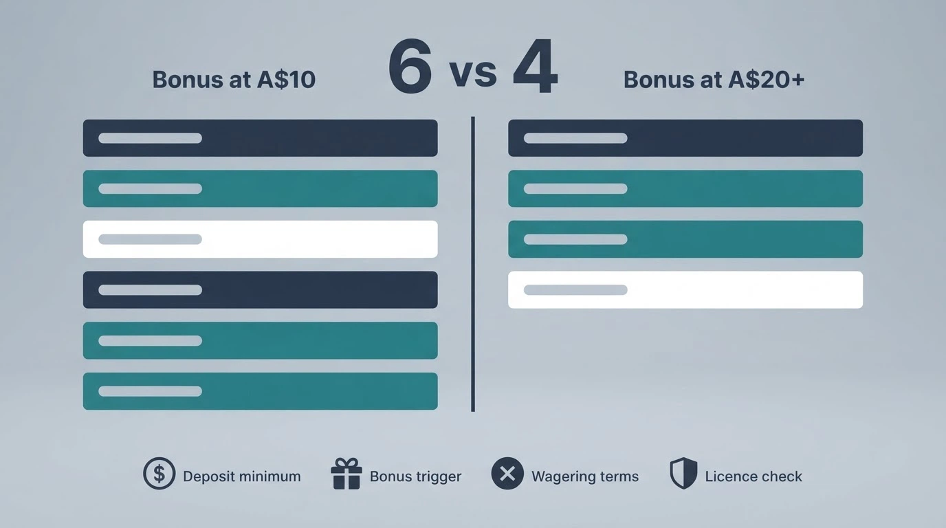 A comparison grid or scorecard layout with operator names and key metrics arranged side by side, stylised as a clean digital dashboard