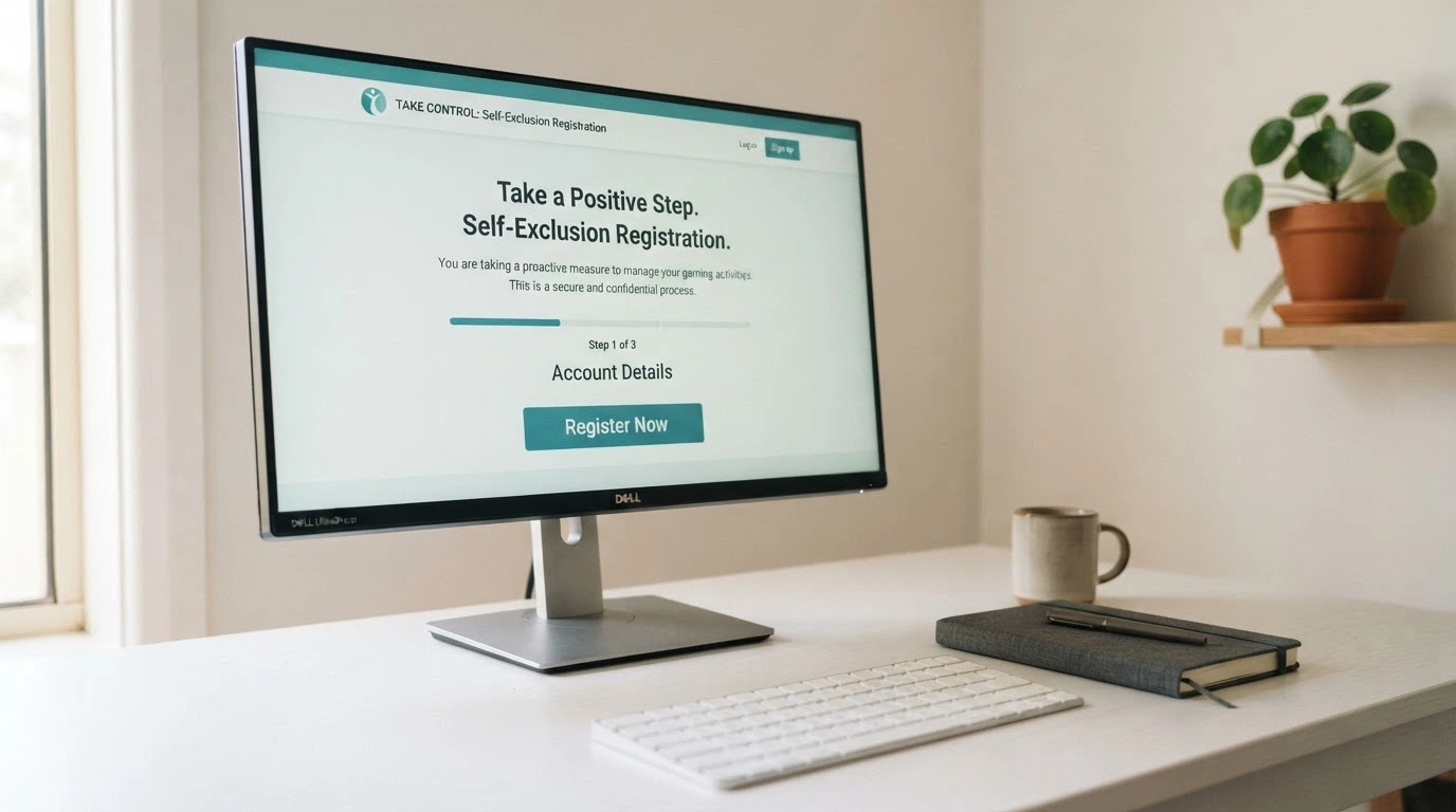 The BetStop National Self-Exclusion Register landing page on a desktop screen with the registration prompt visible