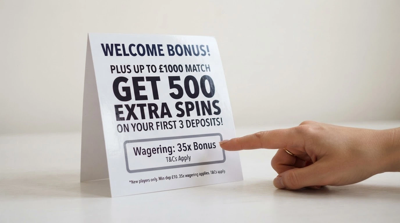 A welcome-bonus pop-up with the headline figure (A$1,000 + 100 FS) displayed prominently and the wagering terms (35x) highlighted in a smaller callout box below