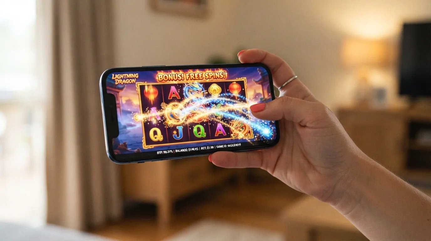 A popular Pragmatic Play pokies title running in landscape on a smartphone with the RTP figure visible on the info bar