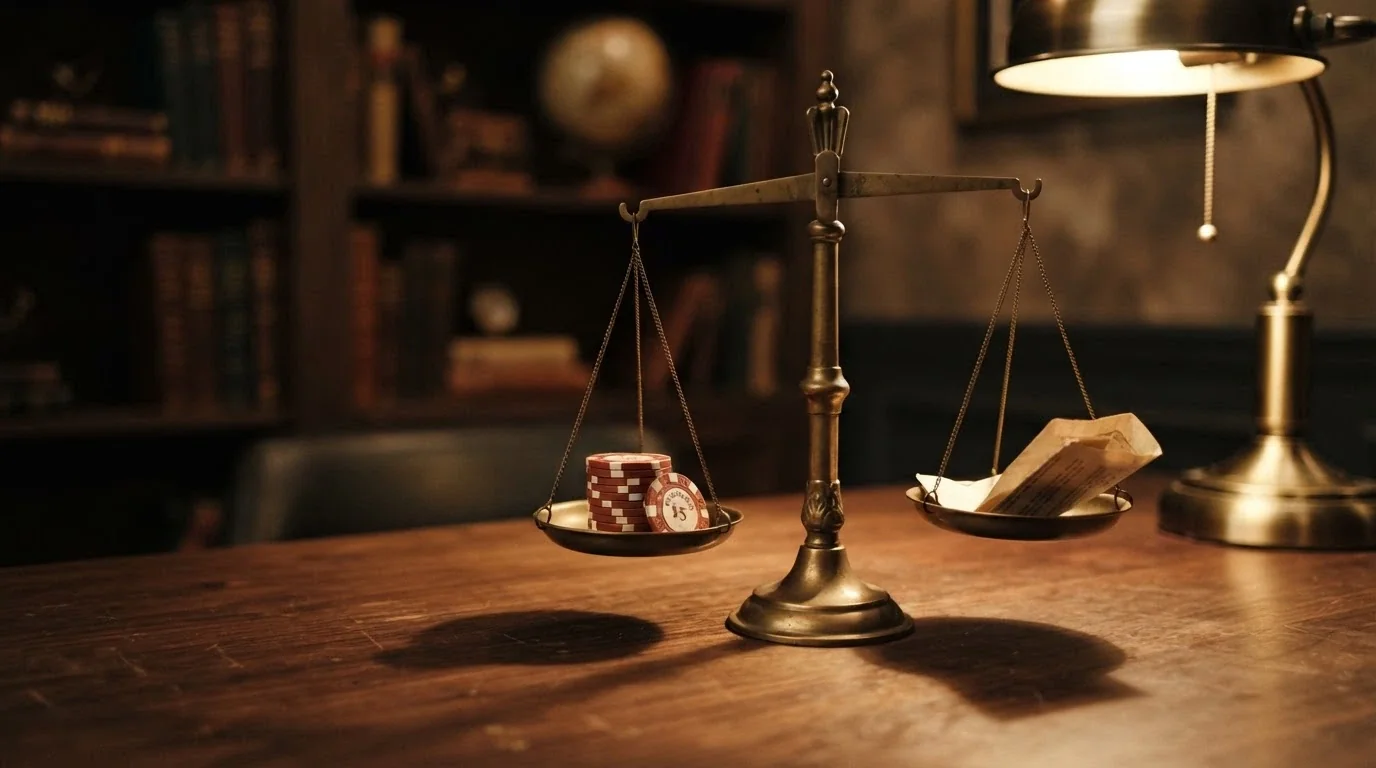 A simple scale with “claim” on one side and “walk away” on the other, tilted toward the centre