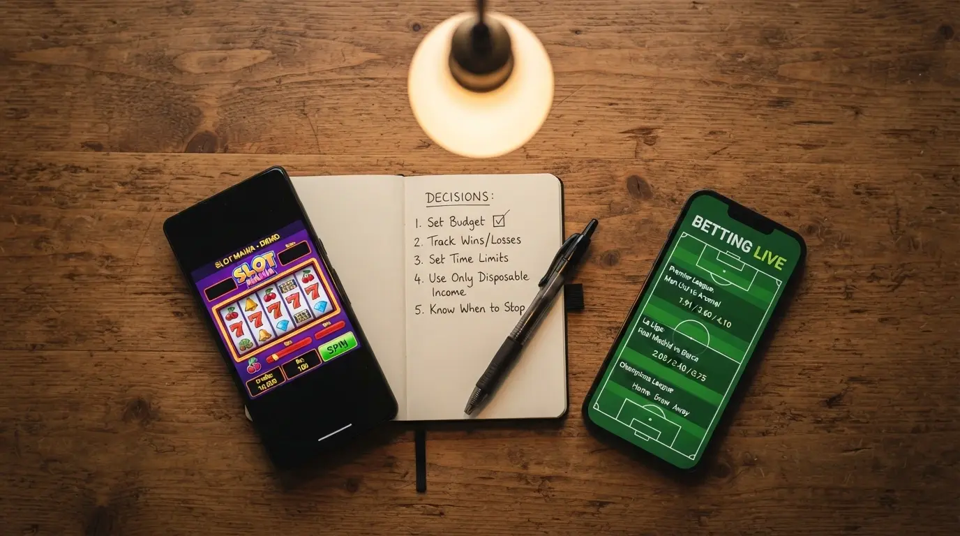 Three diverging paths illustrated: a demo-mode screen marked “zero risk, zero win,” an NDB checklist marked “verify every term,” and an AU-licensed sports-betting app marked “full protection, different product”