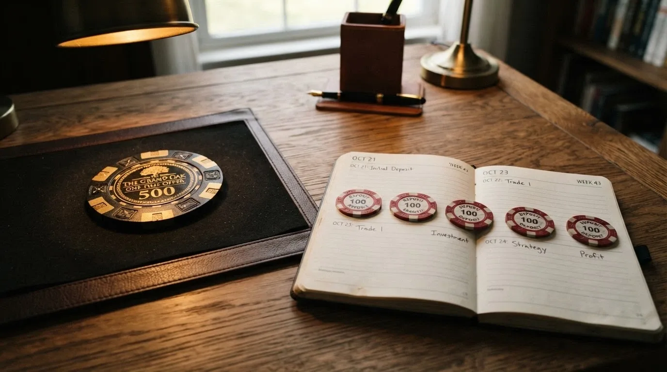 A side-by-side visual contrasting a single large welcome bonus package against a row of smaller recurring reload bonuses stacked across a calendar showing weekly deposits